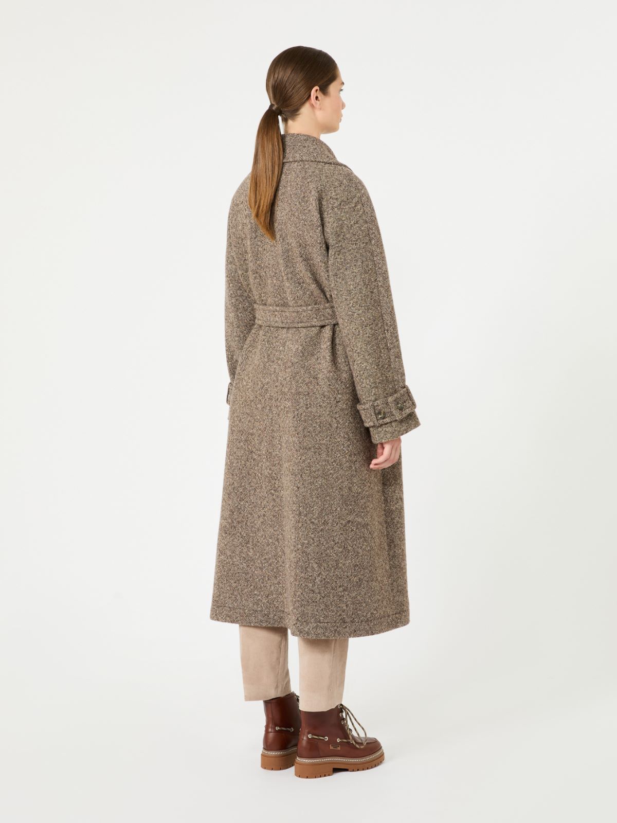 Long wool-blend tweed coat - BROWN - Max Mara - 3
