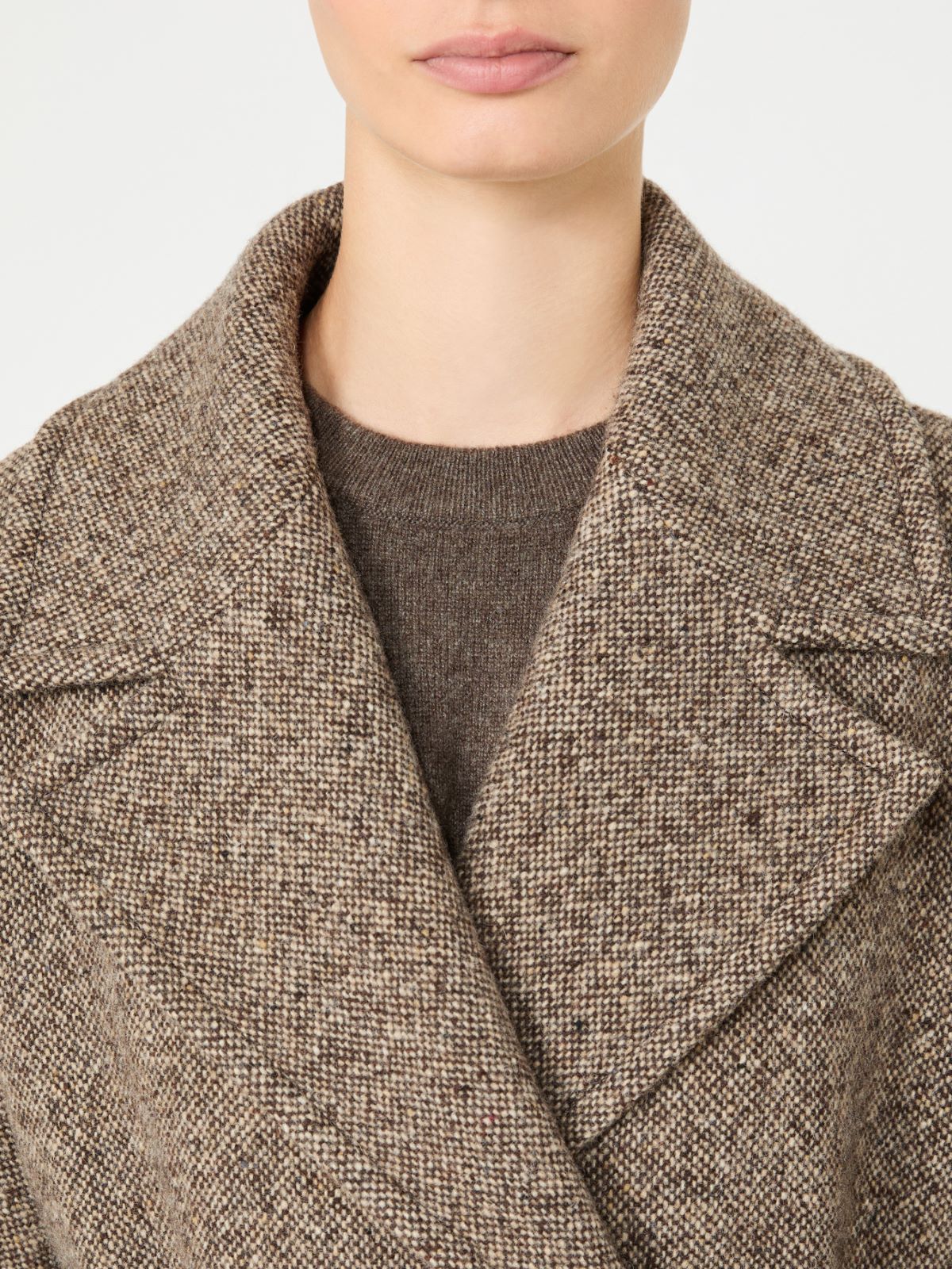 Long wool-blend tweed coat - BROWN - Max Mara - 4