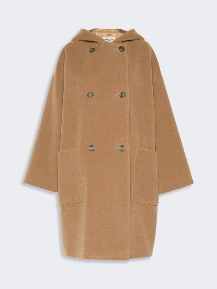 Wool and alpaca beaver cloth coat - CAMEL