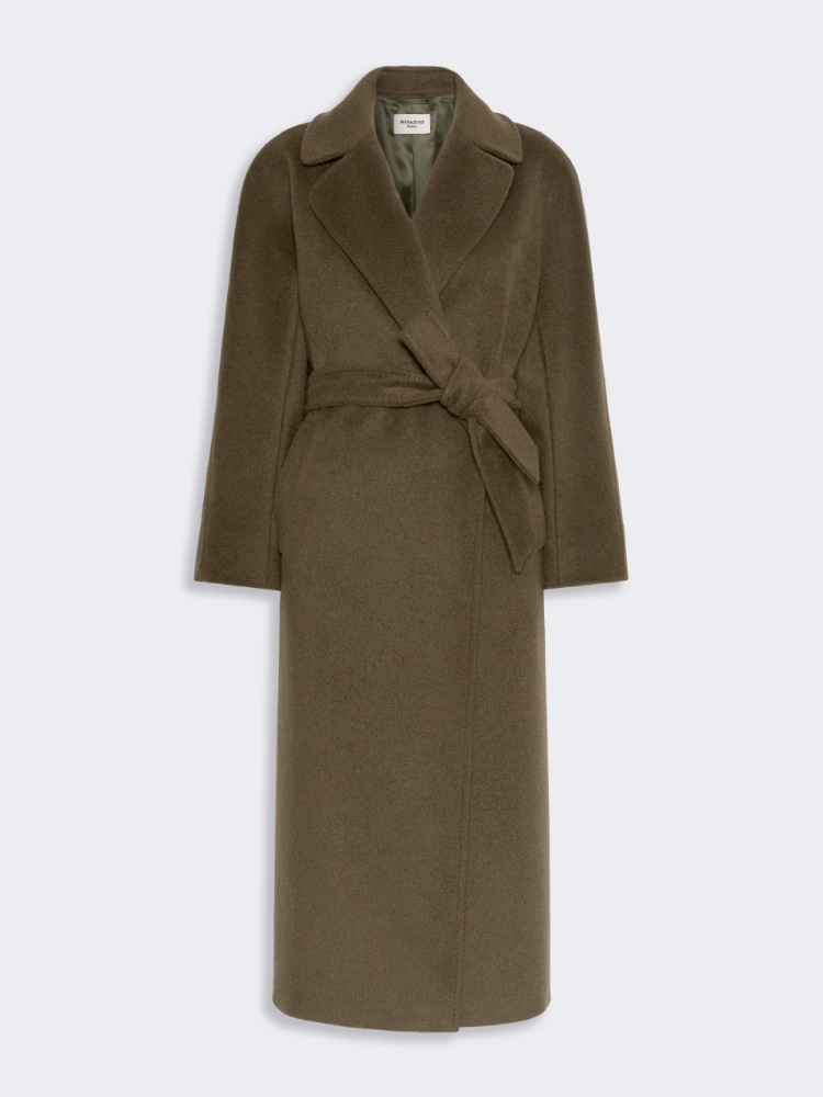 Teddy-Mantel aus Wolle und Alpaka - KHAKI