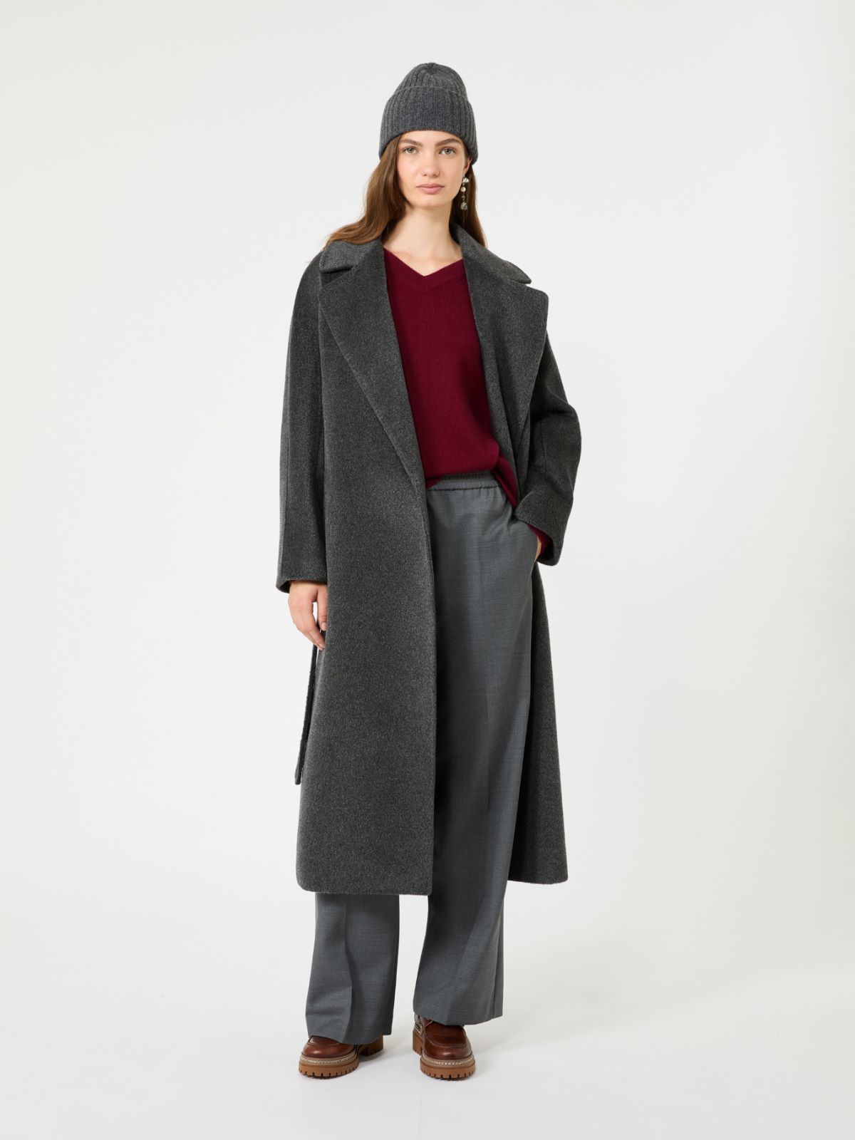 Wool and alpaca teddy coat - DARK GREY - Max Mara