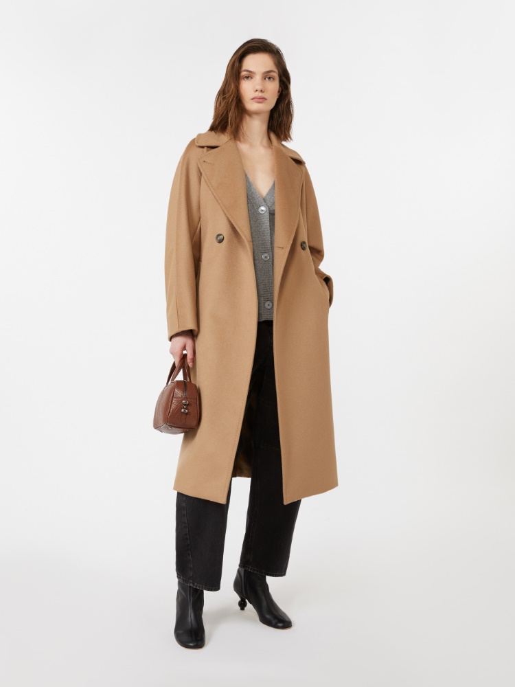 Double-breasted wool coat - CAMEL