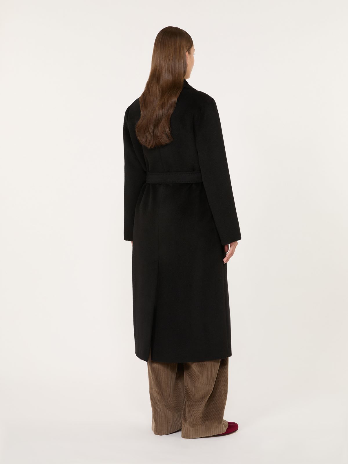 Wool and alpaca teddy long coat - BLACK - Max Mara - 3