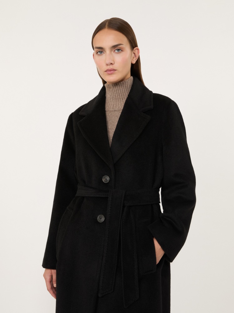 Wool and alpaca teddy long coat - BLACK - Max Mara - 4