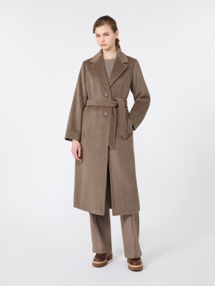 Wool and alpaca teddy long coat - MARRON GLACE' - Max Mara - 2
