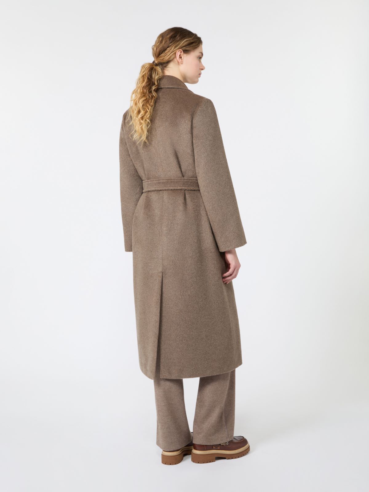 Wool and alpaca teddy long coat - MARRON GLACE' - Max Mara - 3