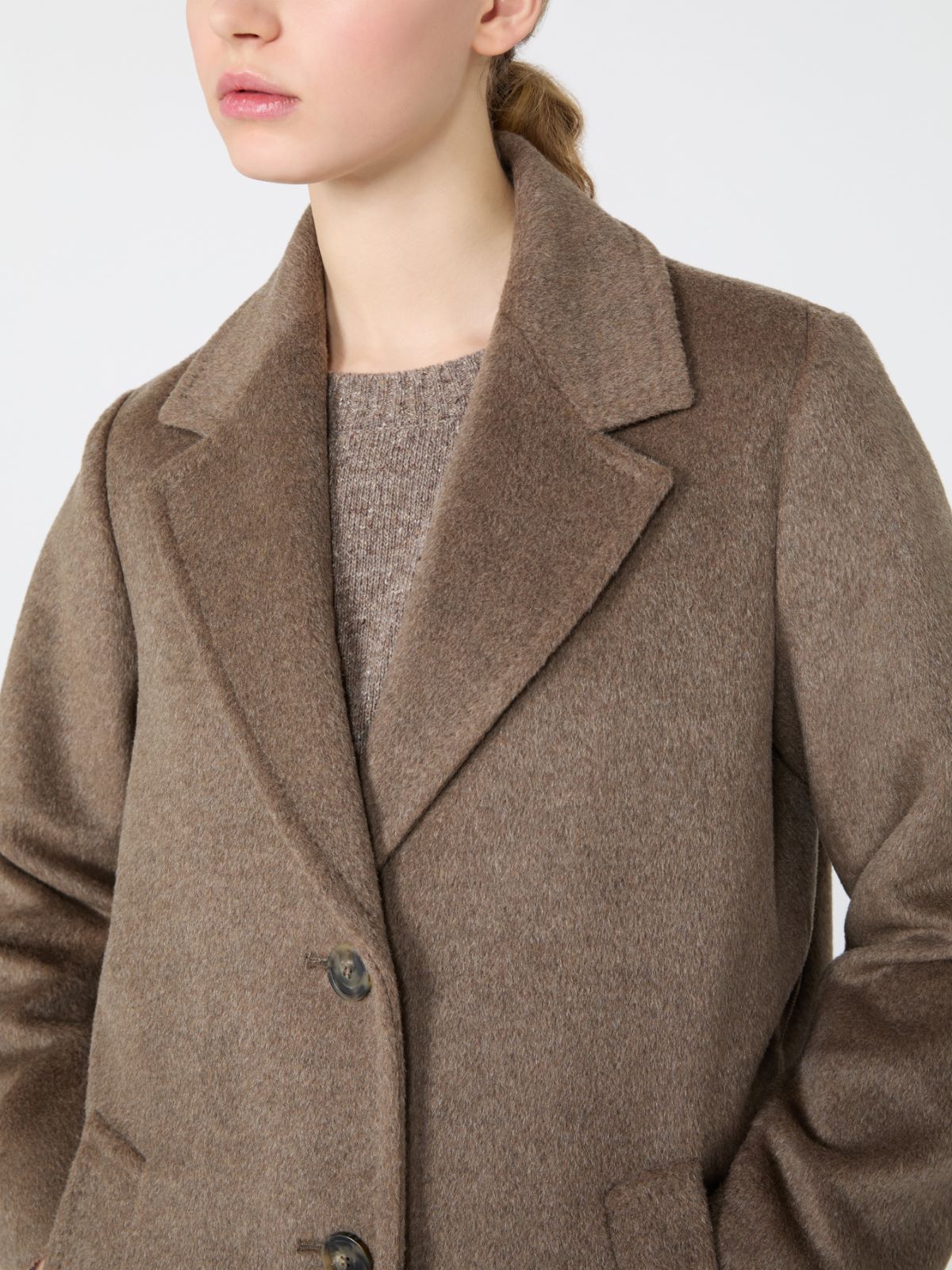 Wool and alpaca teddy long coat - MARRON GLACE' - Max Mara - 4