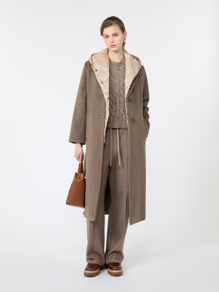 Wool and alpaca teddy long coat - MARRON GLACE'