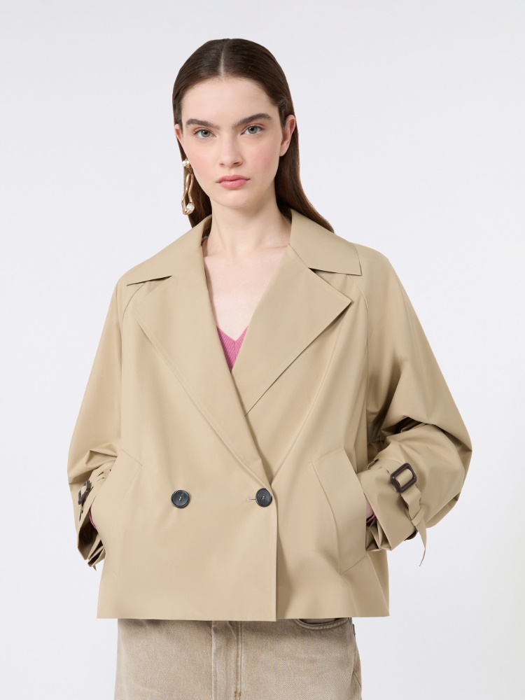 Short water-repellent canvas trench coat - BEIGE - 4