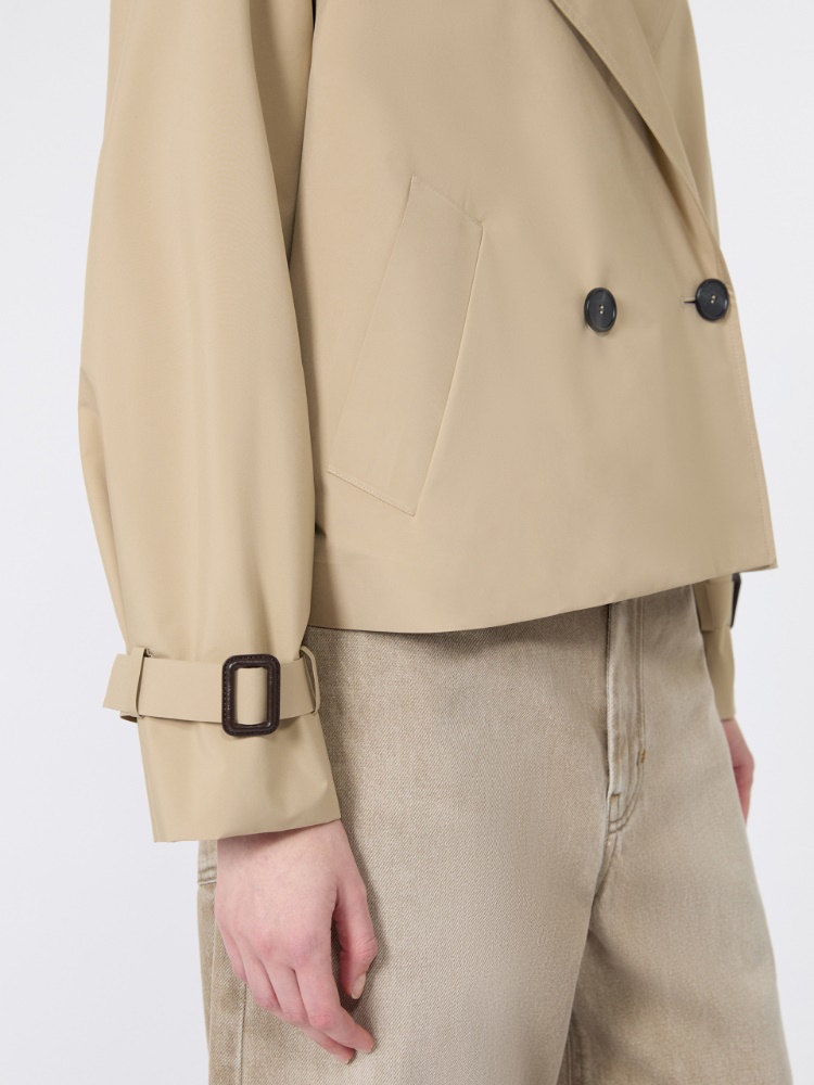 Short water-repellent canvas trench coat - BEIGE - 5
