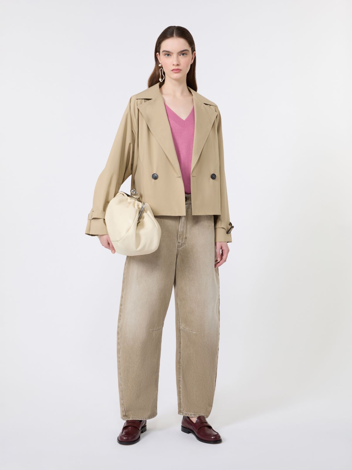 Trench-coat court en toile déperlante - BEIGE