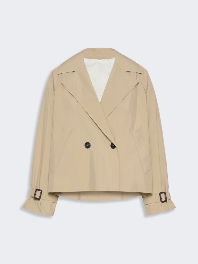Short water-repellent canvas trench coat - BEIGE