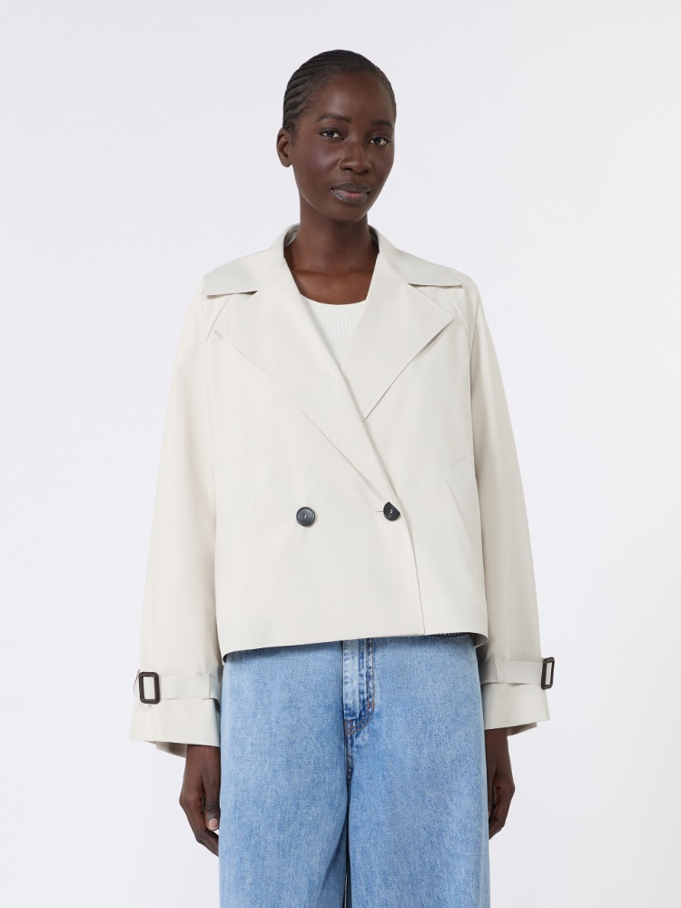 Short water-repellent canvas trench coat - IVORY - 2