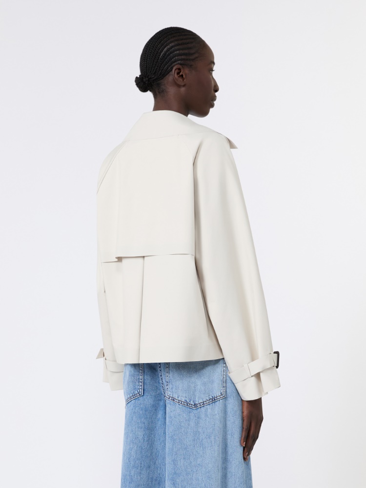Short water-repellent canvas trench coat - IVORY - 3