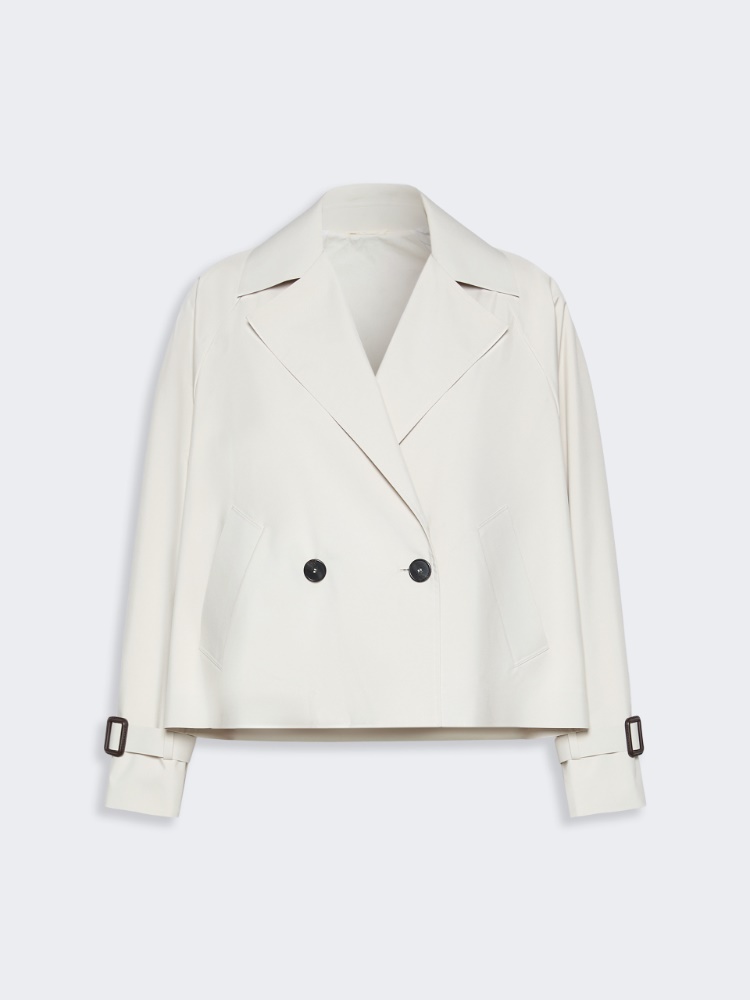Short water-repellent canvas trench coat - IVORY