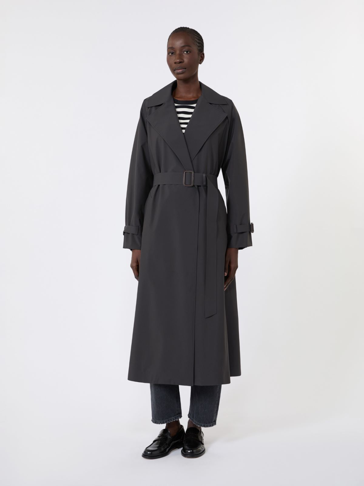 Long water-repellent technical canvas trench coat - BLACK - Max Mara - 2
