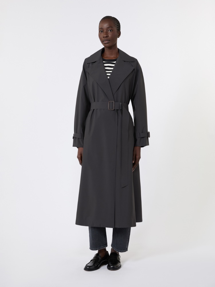 Long water-repellent technical canvas trench coat - BLACK - Max Mara - 2
