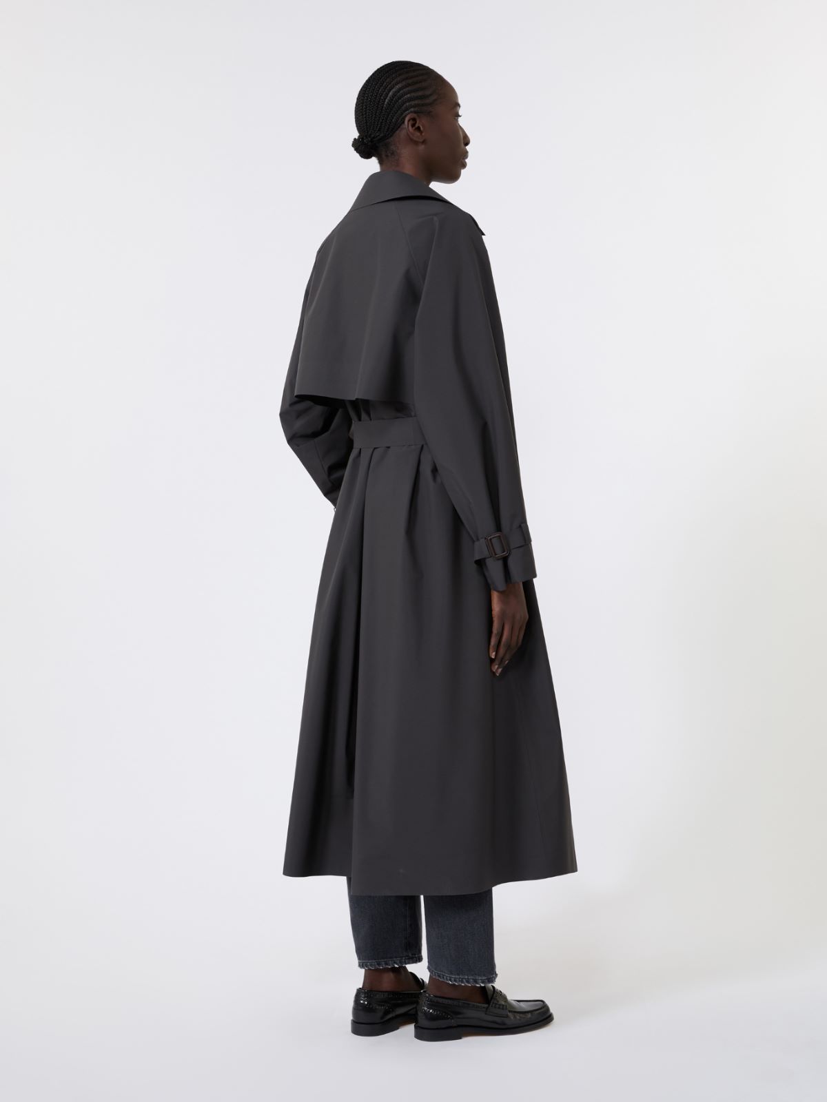 Long water-repellent technical canvas trench coat - BLACK - Max Mara - 3