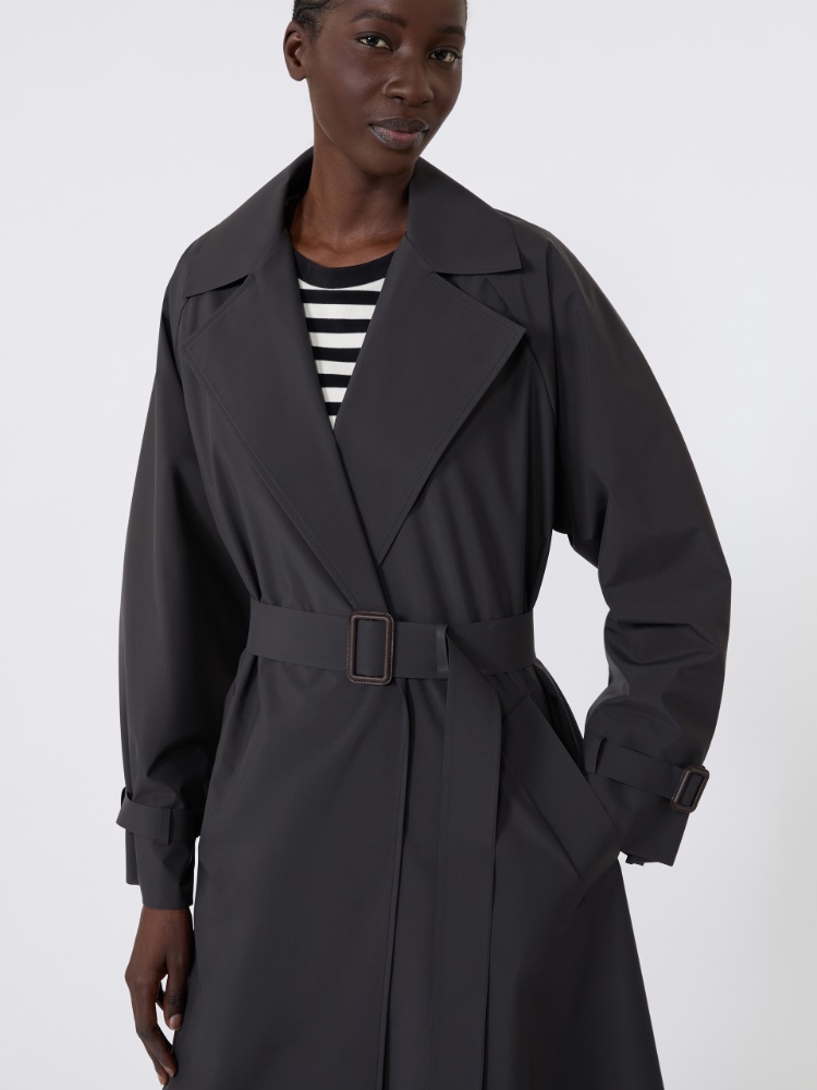Long water-repellent technical canvas trench coat - BLACK - Max Mara - 4