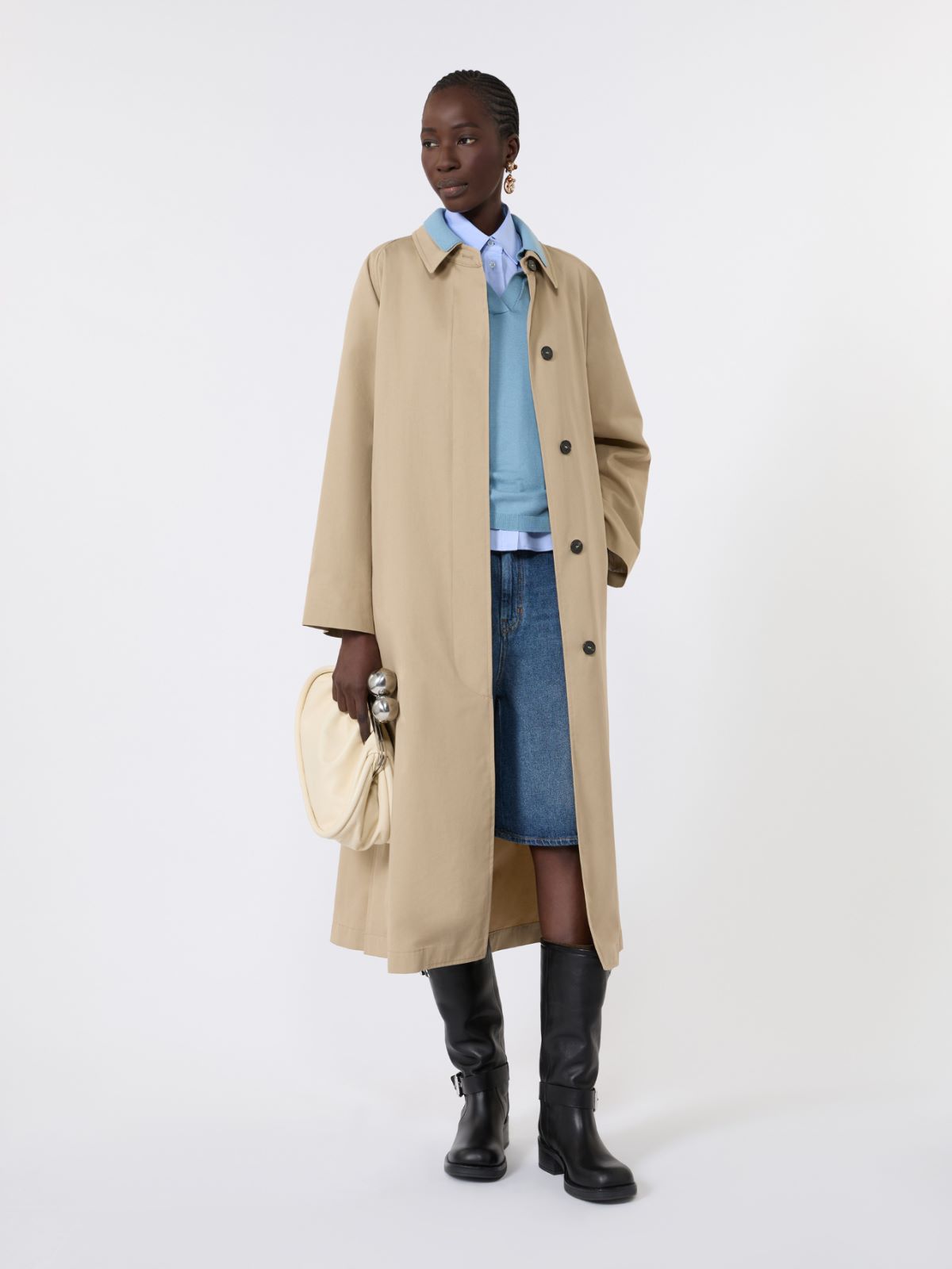 Trenchcoat aus wasserabweisender Gabardine - BEIGE