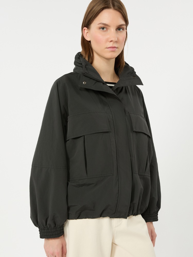 Washed water-repellent canvas jacket - BLACK - 4