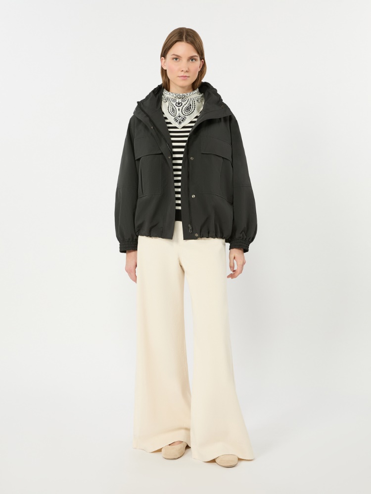 Washed water-repellent canvas jacket - BLACK
