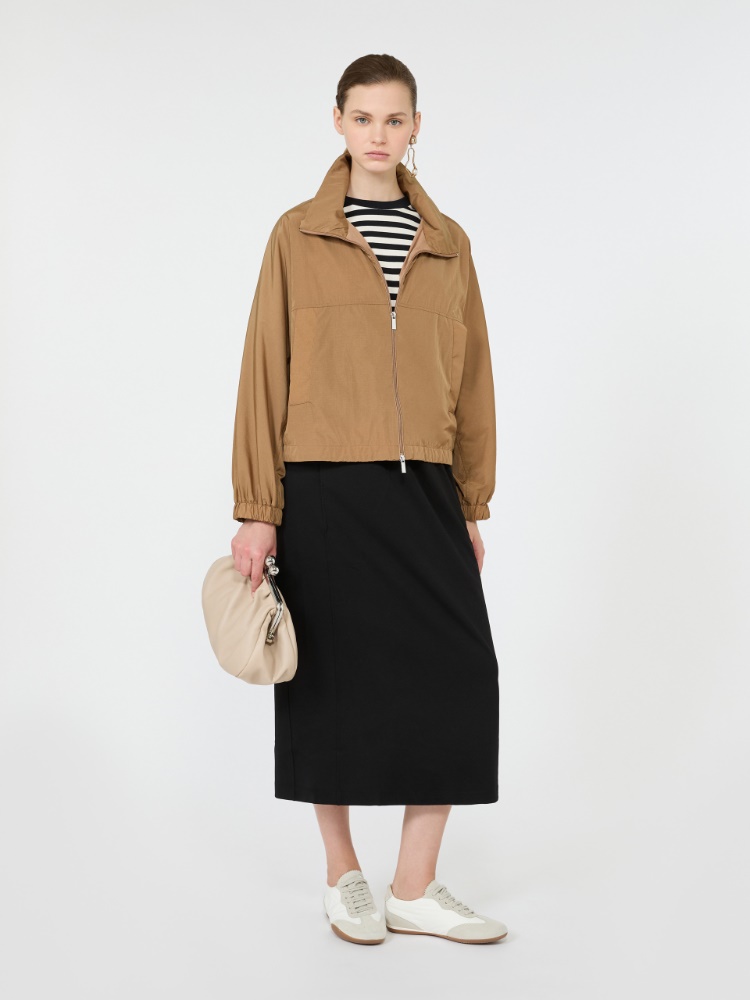 Water-repellent canvas windbreaker - TOBACCO