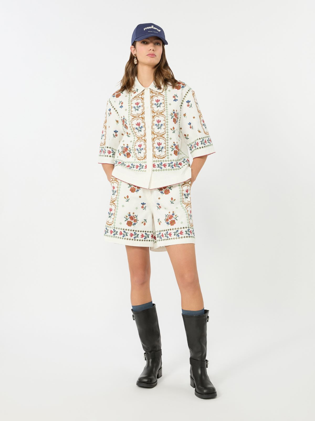 Embroidered cotton jacket + WHITE - Max Mara