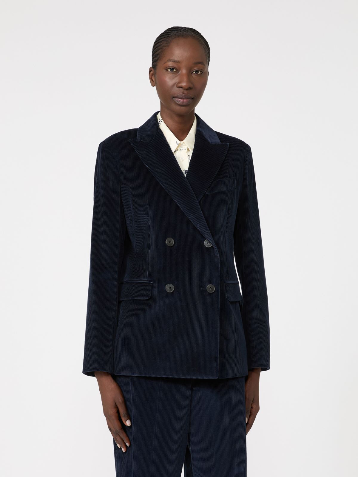 Cotton corduroy velvet blazer - NAVY - Max Mara - 2