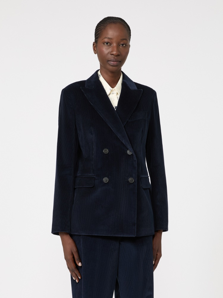 Cotton corduroy velvet blazer - NAVY - Max Mara - 2