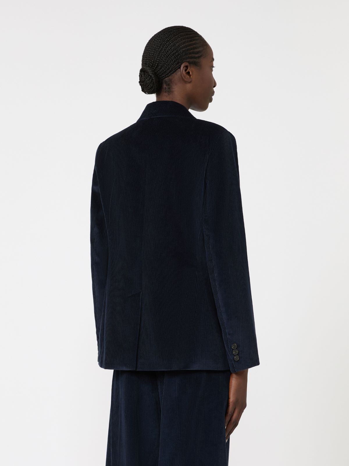 Cotton corduroy velvet blazer - NAVY - Max Mara - 3