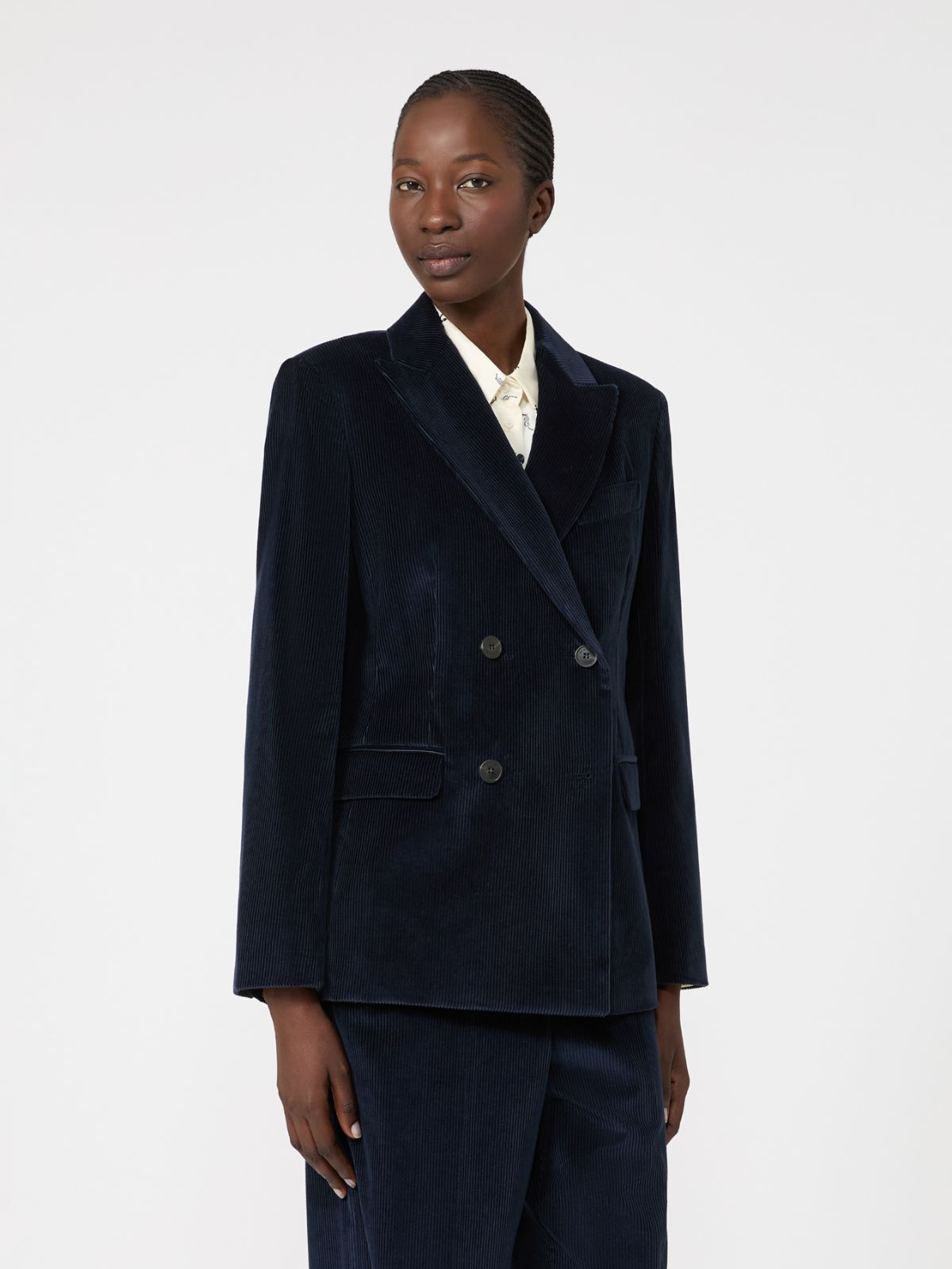 Cotton corduroy velvet blazer - NAVY - Max Mara - 4