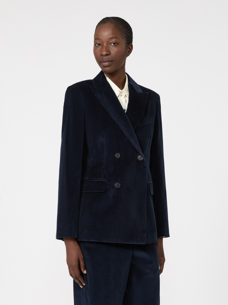Cotton corduroy velvet blazer - NAVY - Max Mara - 4