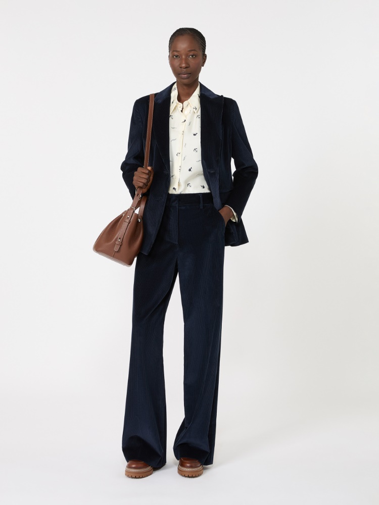 Cotton corduroy velvet blazer - NAVY