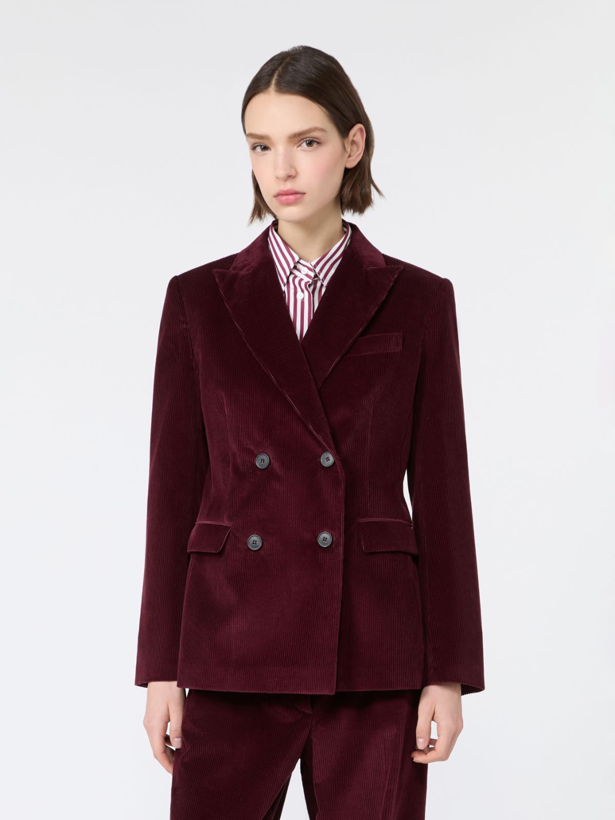 Blazer aus geripptem Baumwollsamt - BORDEAUX - Max Mara - 2
