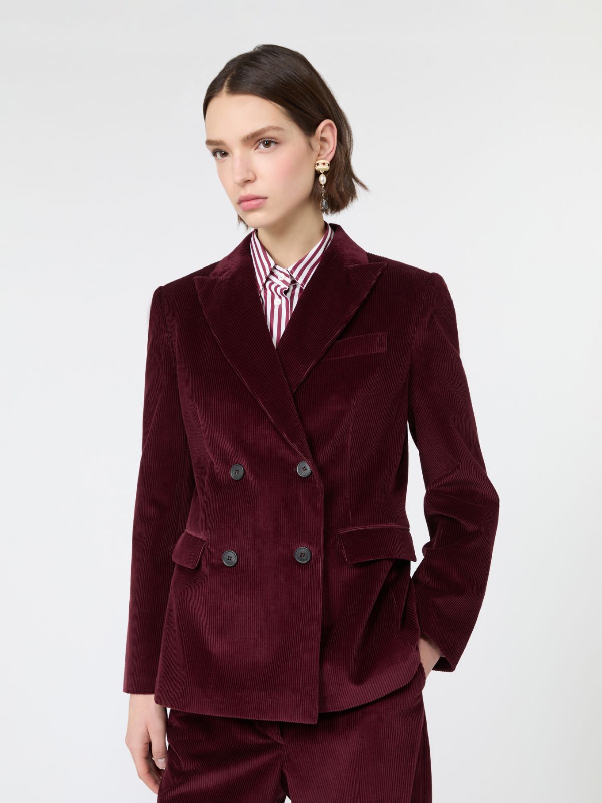 Blazer aus geripptem Baumwollsamt - BORDEAUX - Max Mara - 4