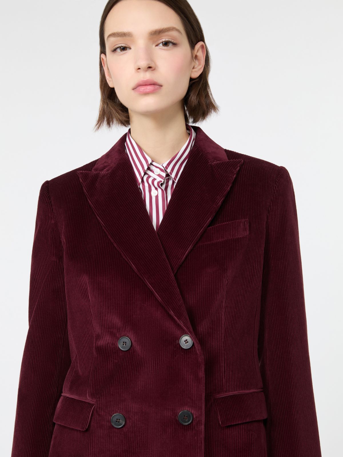 Blazer aus geripptem Baumwollsamt - BORDEAUX - Max Mara - 5