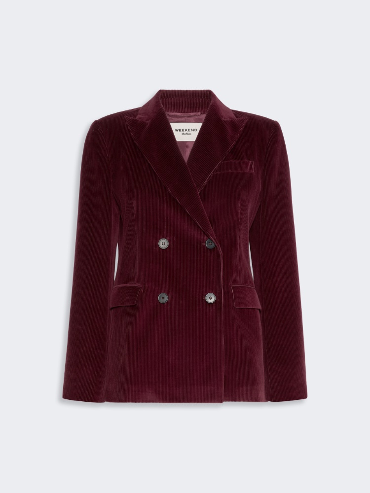 Blazer in velluto di cotone a costine - BORDEAUX