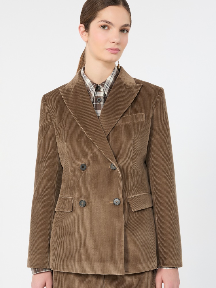 Cotton corduroy velvet blazer - LIGHT BROWN - Max Mara - 4