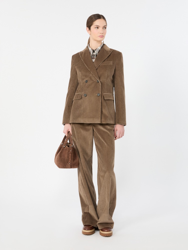 Cotton corduroy velvet blazer - LIGHT BROWN