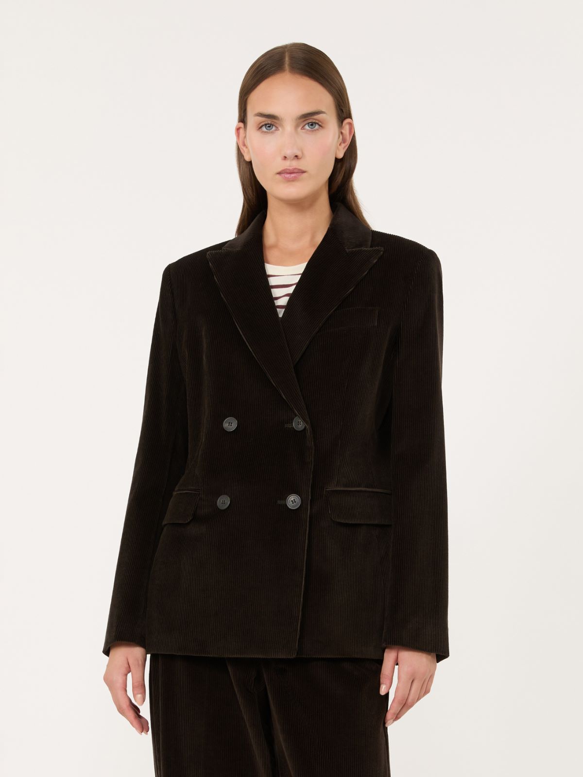 Cotton corduroy velvet blazer - DARK BROWN - Max Mara - 2