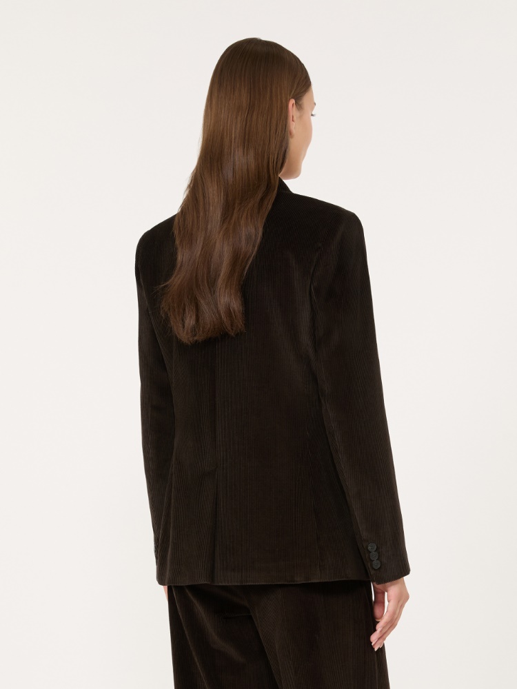 Cotton corduroy velvet blazer - DARK BROWN - Max Mara - 3