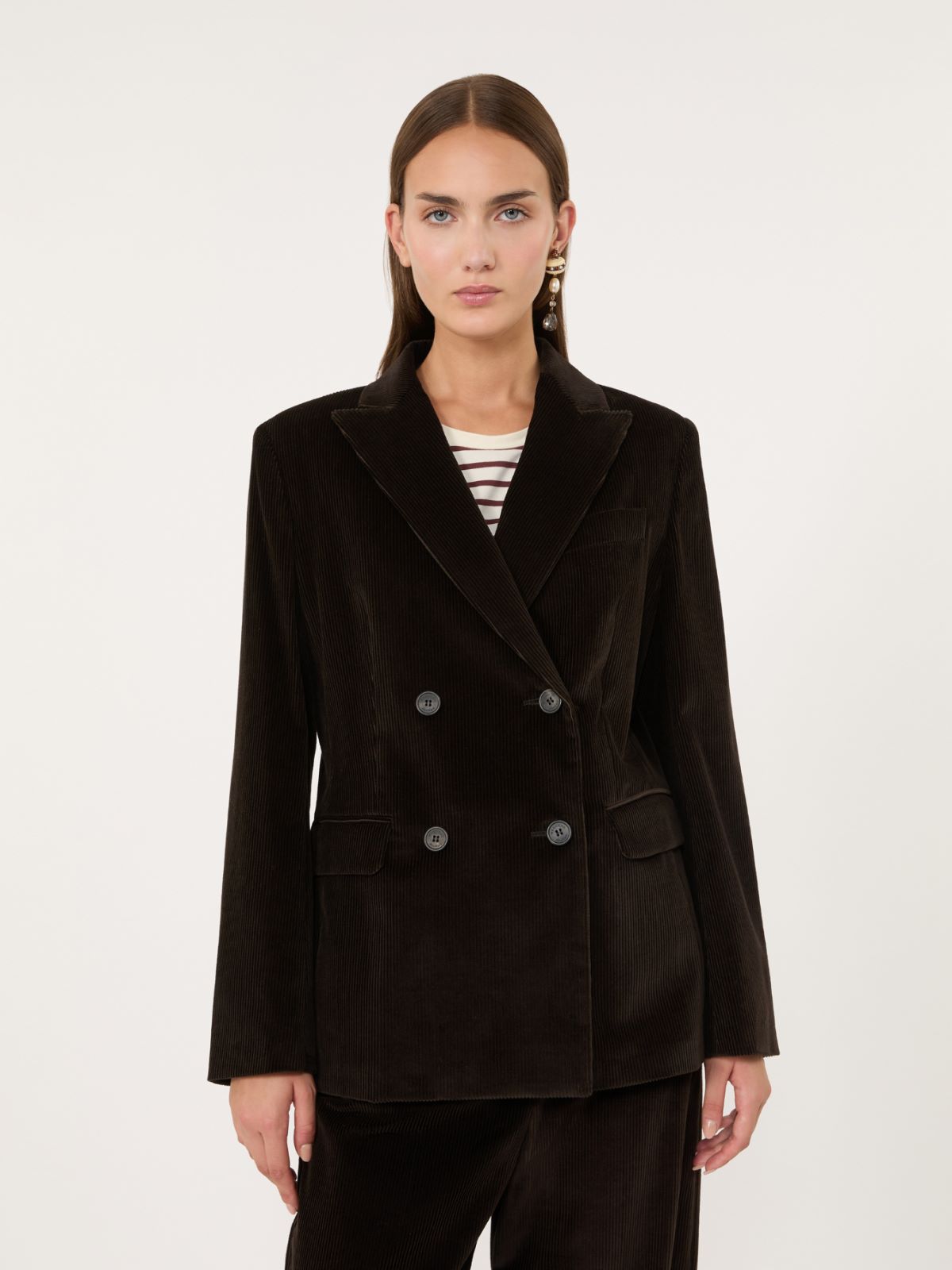 Cotton corduroy velvet blazer - DARK BROWN - Max Mara - 4