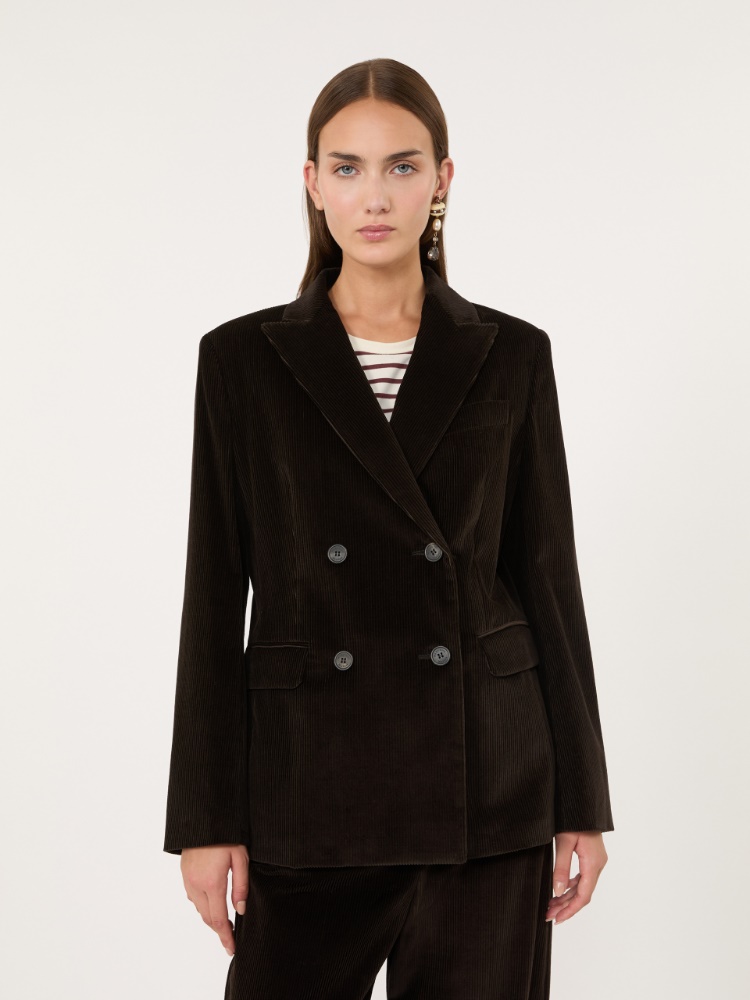 Cotton corduroy velvet blazer - DARK BROWN - Max Mara - 4