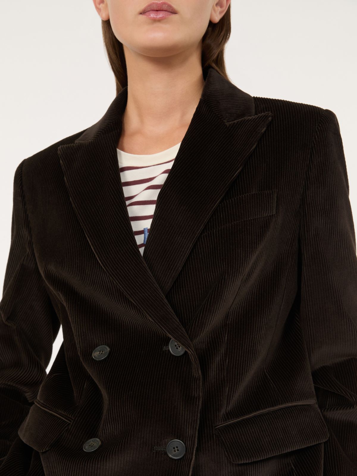 Cotton corduroy velvet blazer - DARK BROWN - Max Mara - 5