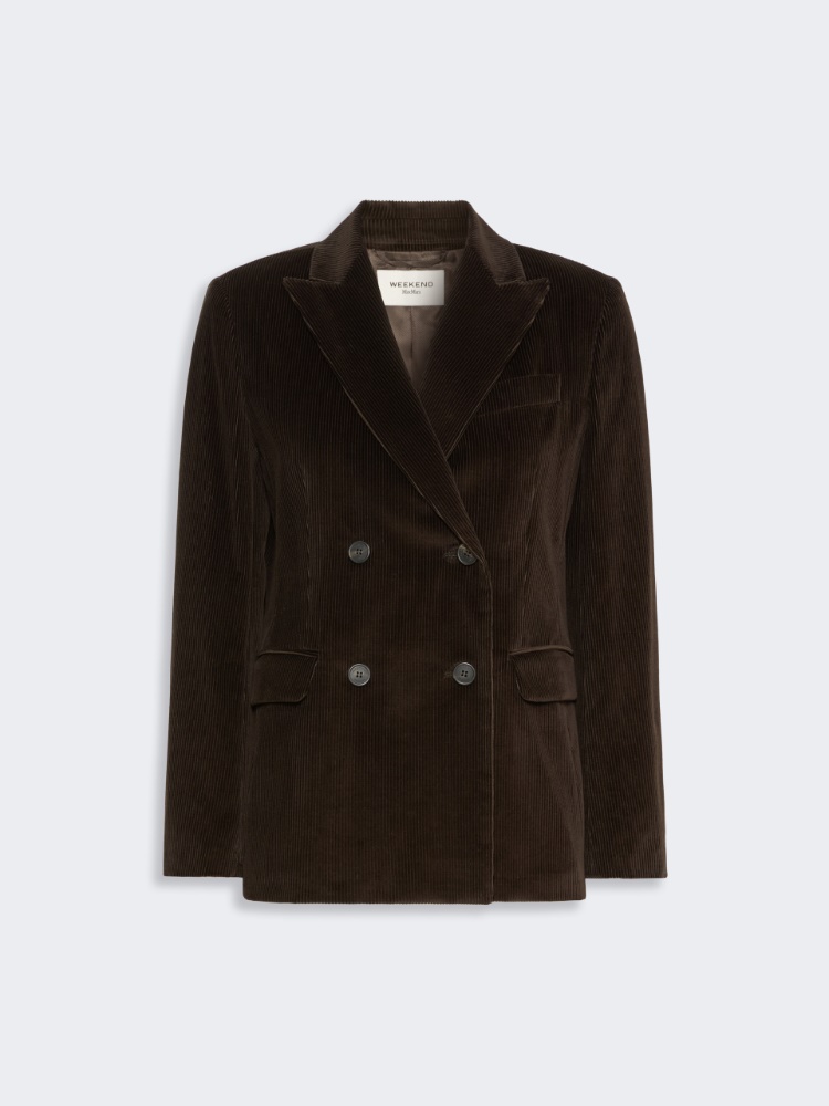 Cotton corduroy velvet blazer - DARK BROWN