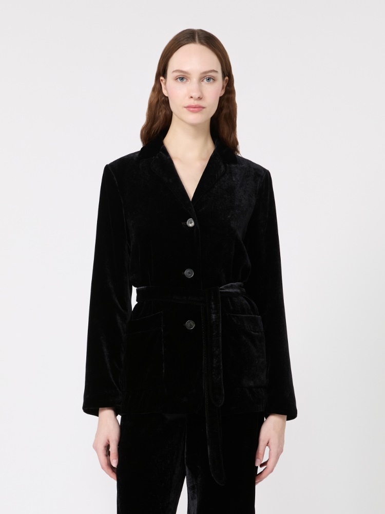 Velvet Jacket with Belt - BLACK - Max Mara - 2