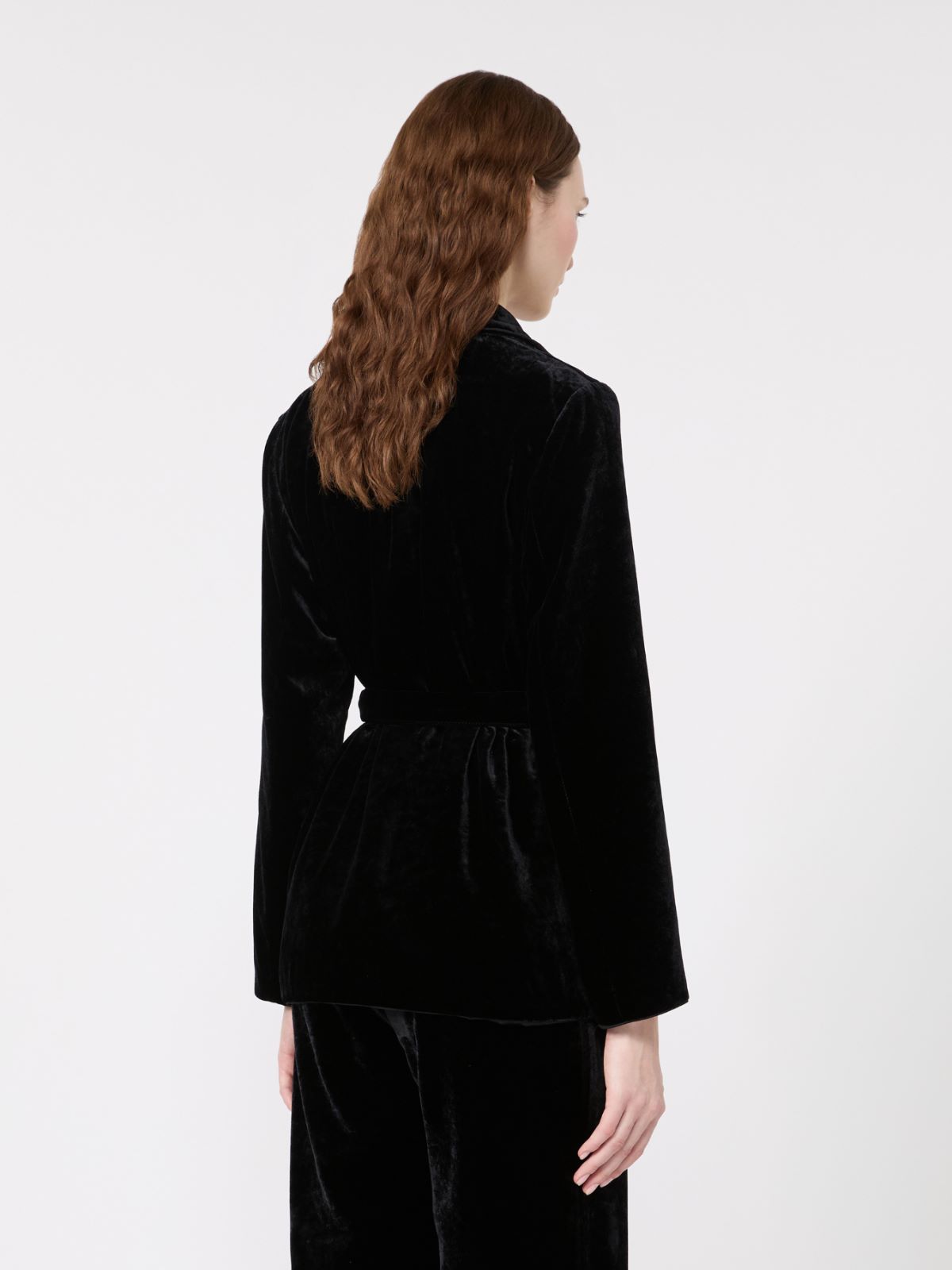 Velvet Jacket with Belt - BLACK - Max Mara - 3