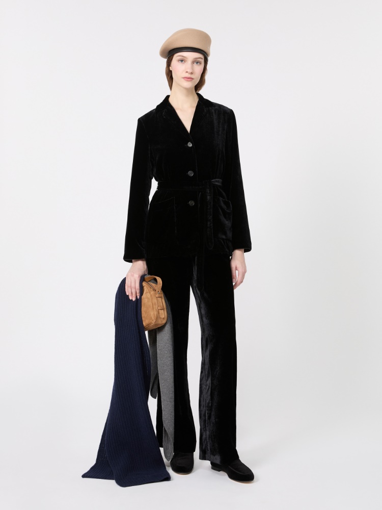 Velvet Jacket with Belt - BLACK - Max Mara