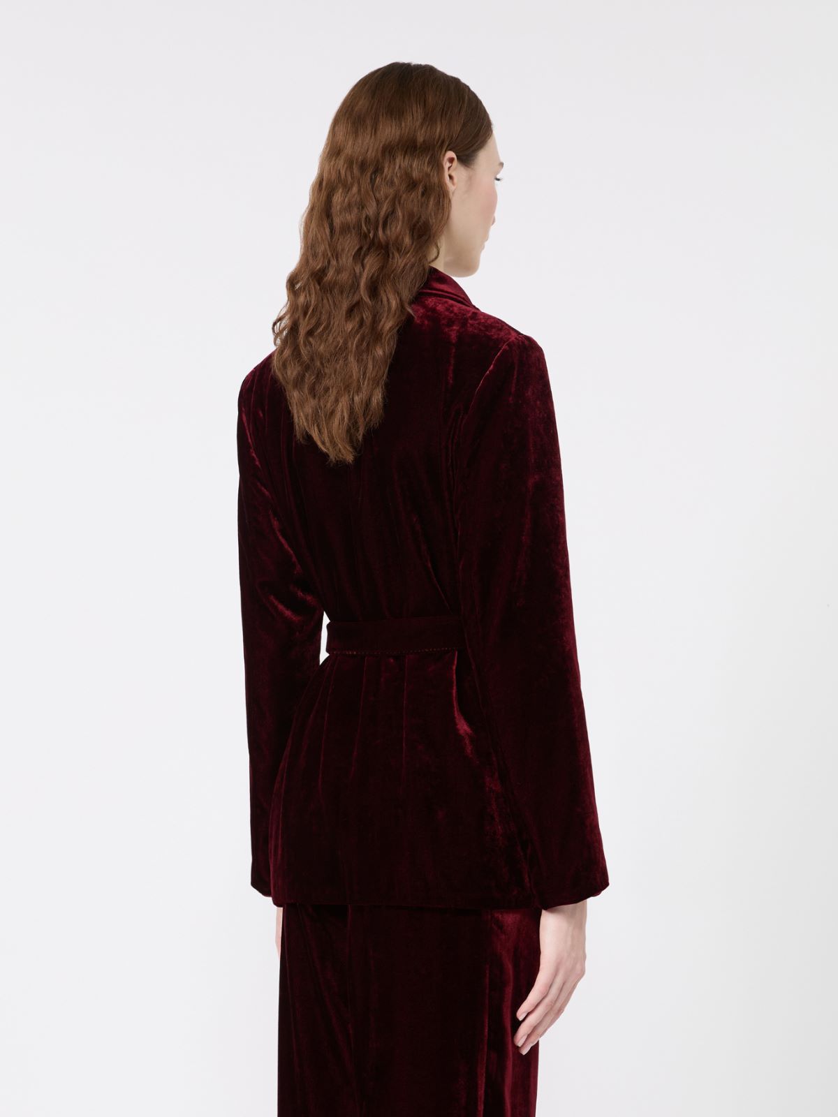 Velvet Jacket with Belt - BORDEAUX - Max Mara - 3